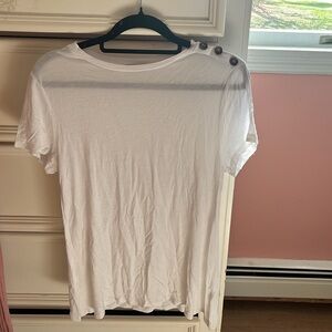 Women's White Button-Shoulder Top